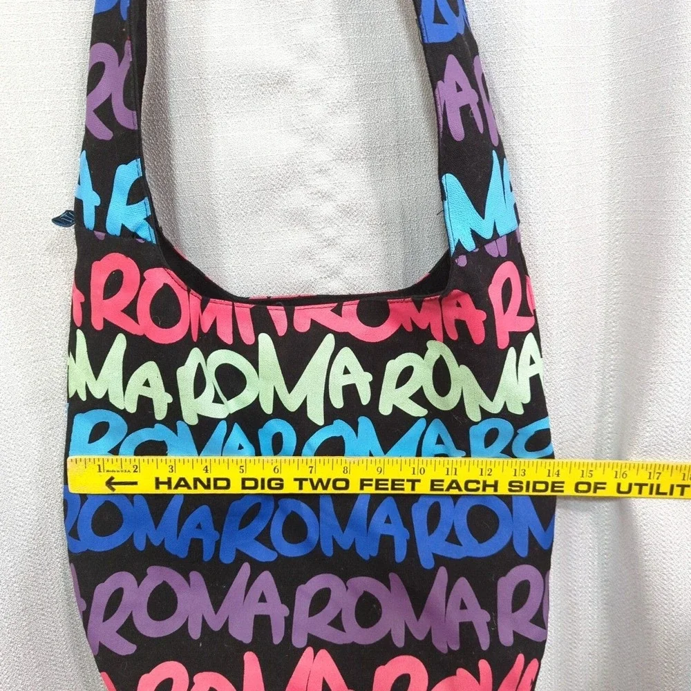 Robin Ruth City Bag Roma Rome Canvas Hobo Tote Bag Black Rainbow‎